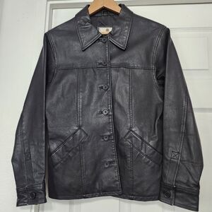 Vintage Y2K The OUTER  EDGE Leather Women’s M Black Jacket Soft Textured Leather